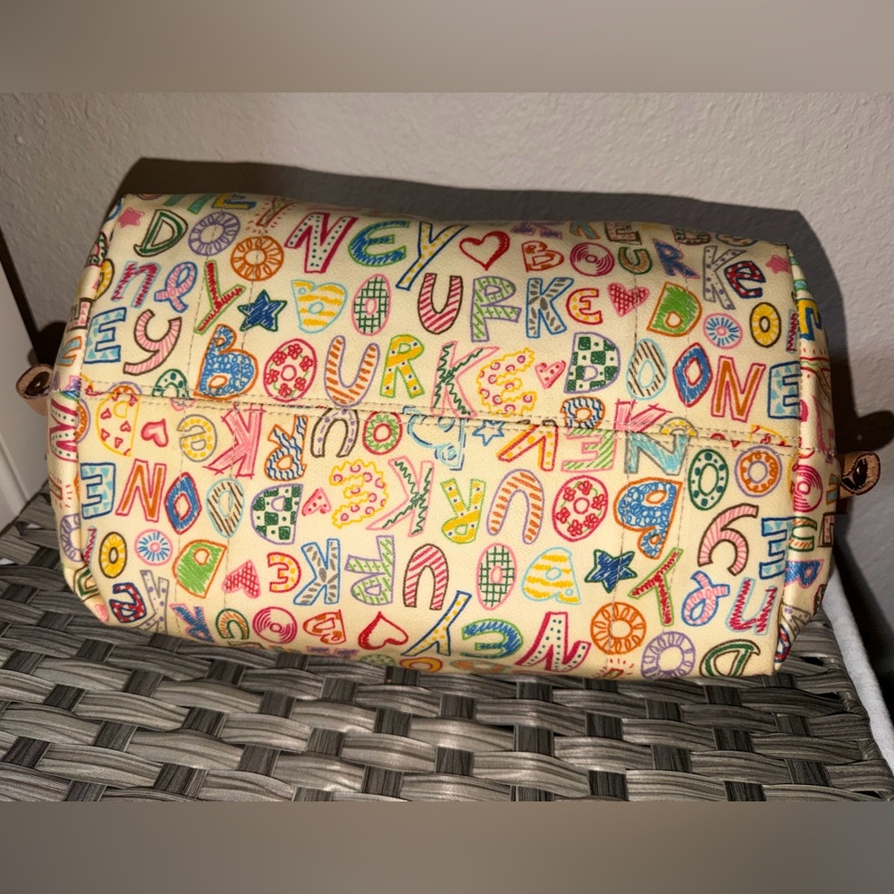 Dooney & Bourke Alphabet Print Satchel Cream Multicolor Leather Trim - Picture 5 of 16